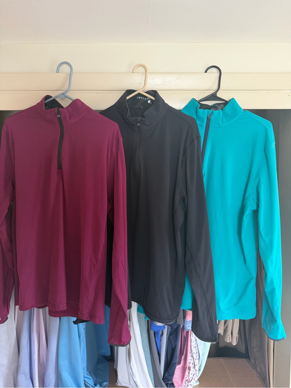 Greyson Tate Quarter-Zip Active Golf Tops Lot of 3 - Burgundy, Black, Turquoise